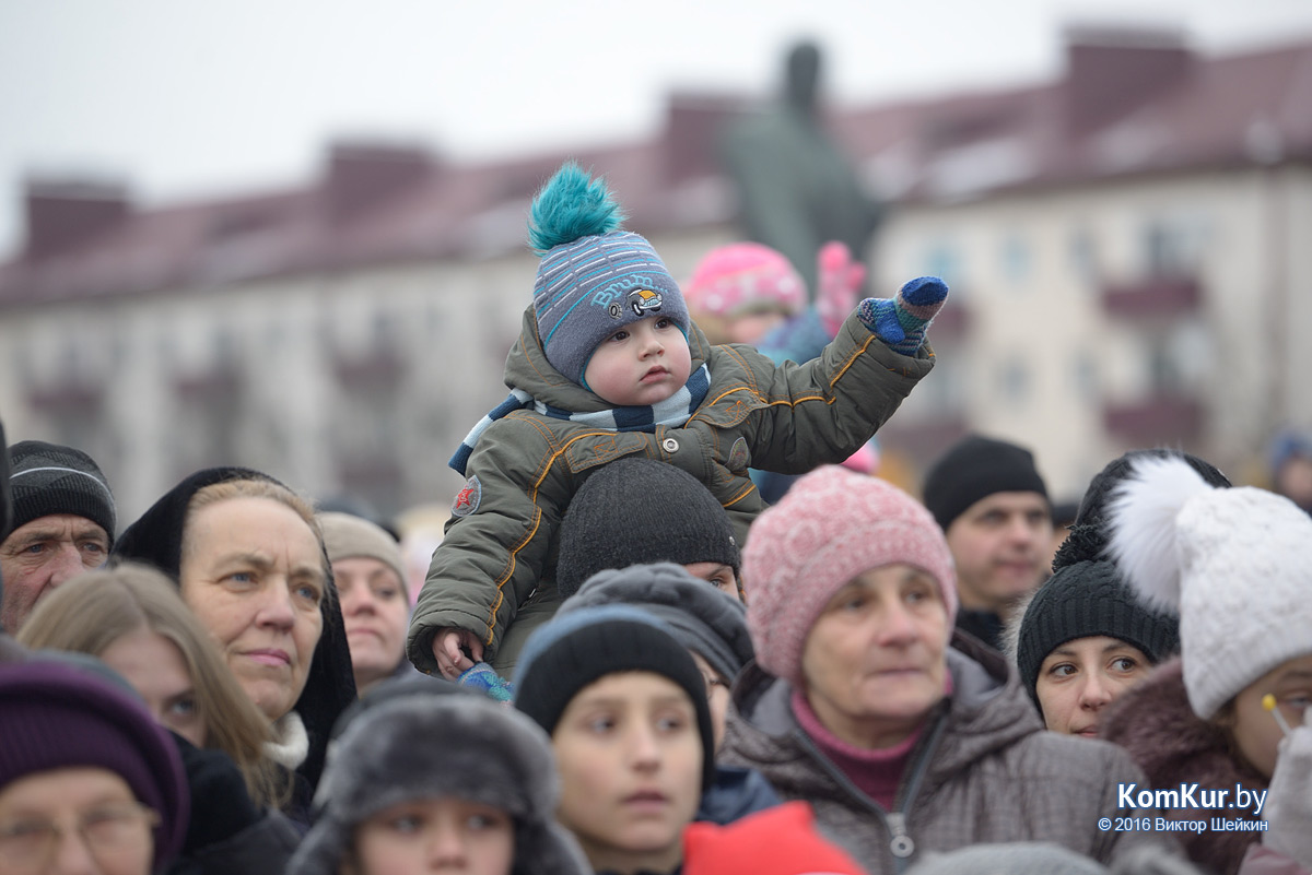 В Бобруйске прошло праздничное шествие Дедов Морозов и других сказочных персонажей