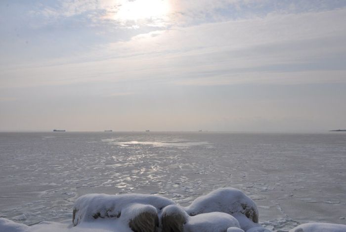 Черное море замерзло в Одессе