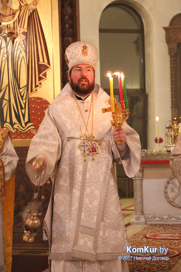 Епископ Бобруйский и Быховский Серафим возглавил торжественное Пасхальное богослужение в Никольском кафедральном соборе