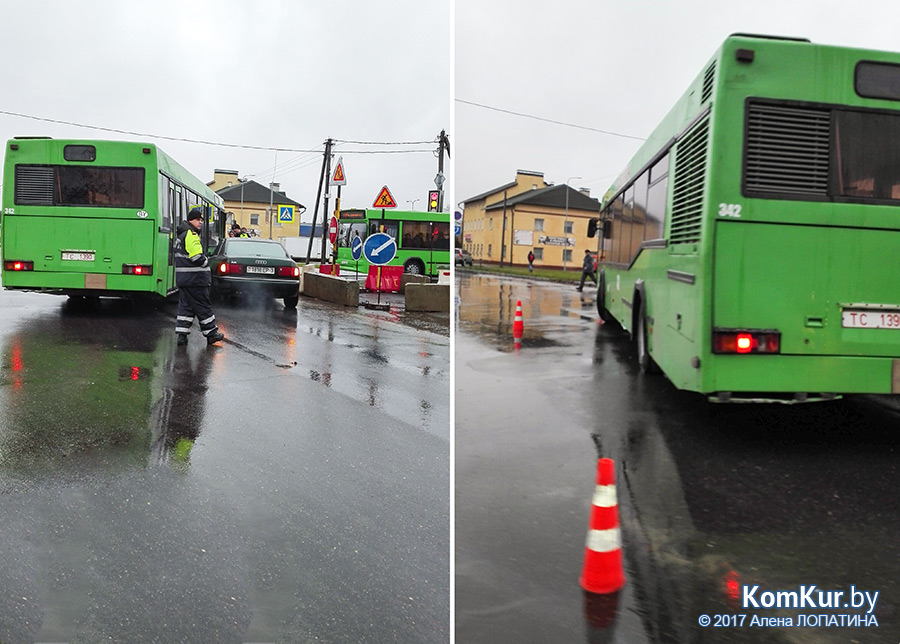 На улице Гоголя в Бобруйске Volkswagen врезался в дерево