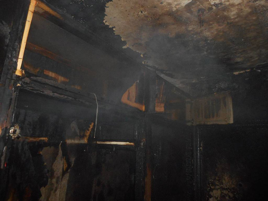 На пожаре спасен бобруйчанин