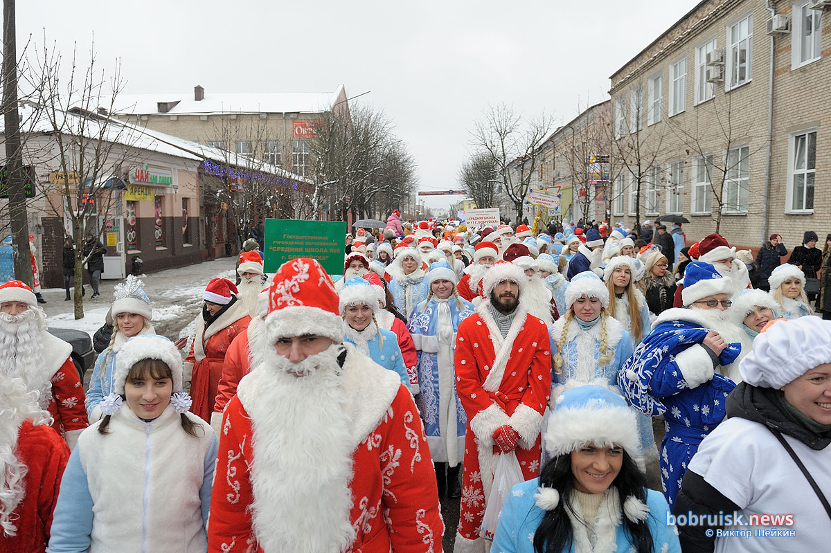 Шествие Дедов Морозов в Год Свиньи не обошлось без свиньи