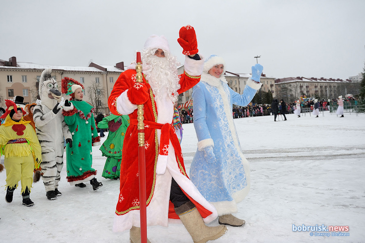Шествие Дедов Морозов в Год Свиньи не обошлось без свиньи