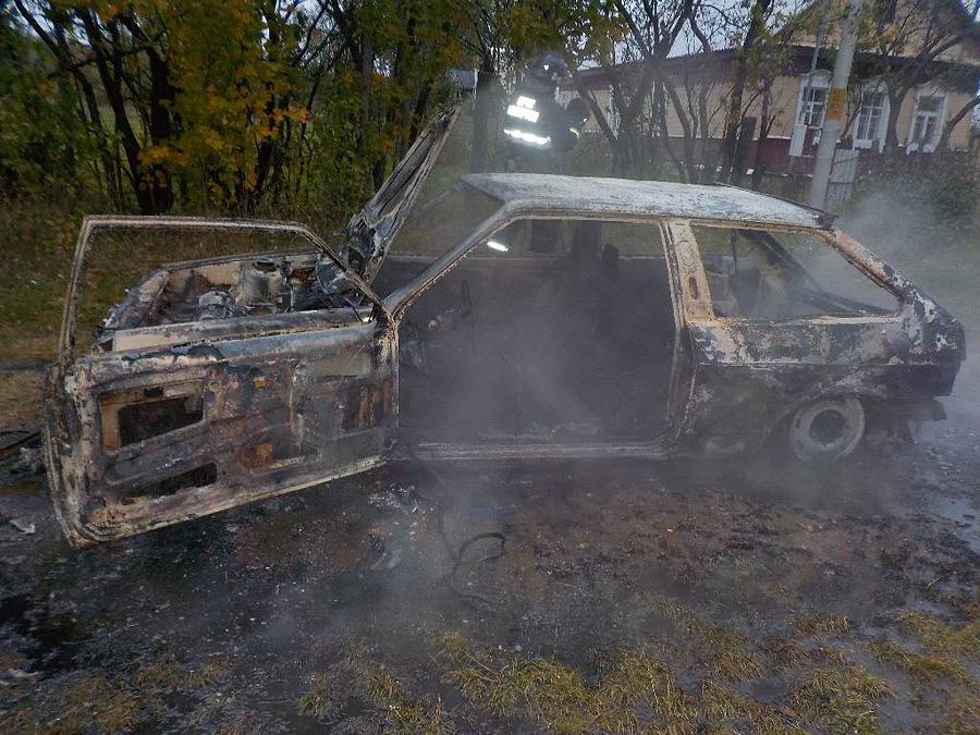 Под Бобруйском сгорел автомобиль: остался только кузов