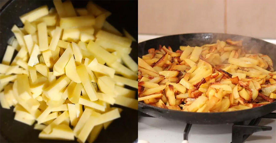 Чтобы жареная картошка получилась с хрустящей корочкой, добавляем секретный ингредиент!