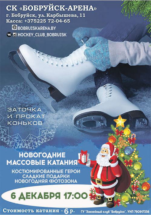 На коньках вокруг елочки: "Бобруйск-арена" приглашает