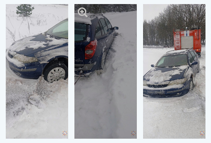 В Бобруйском районе автомобиль с инвалидом застрял в снегу
