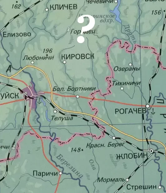 Современная физическая карта Беларуси. Реки Ола и Добосна