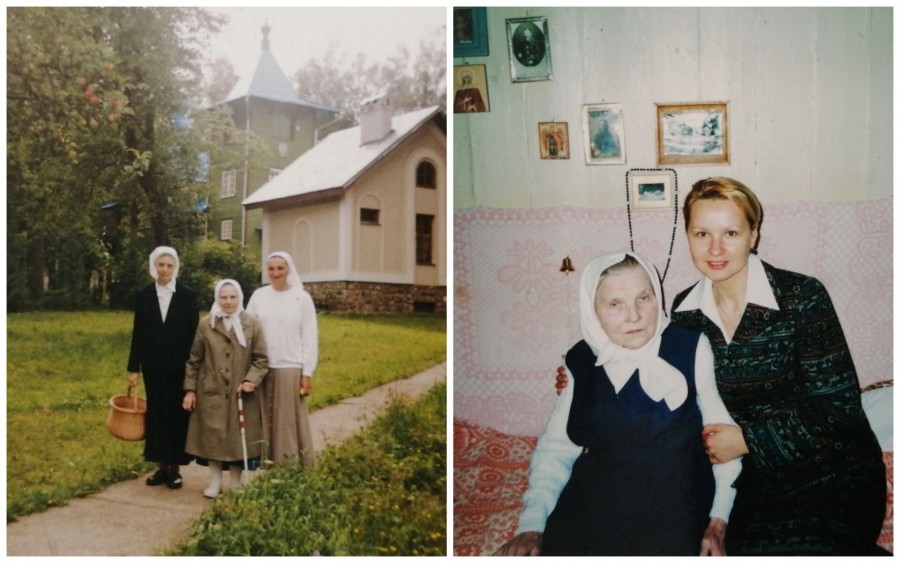 Екатерина приехала навестить бабушку первый раз в 17 лет (слева). Последняя встреча, через неделю бабушки не стало... (справа).