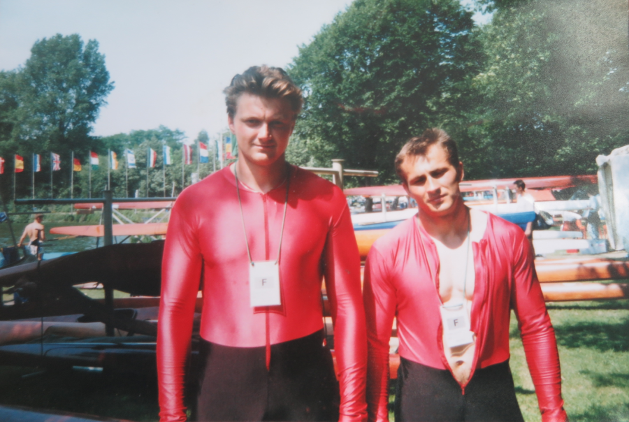 1990-е гг. Германия. Дмитрий Довгаленок и Александр Масейков после заезда.