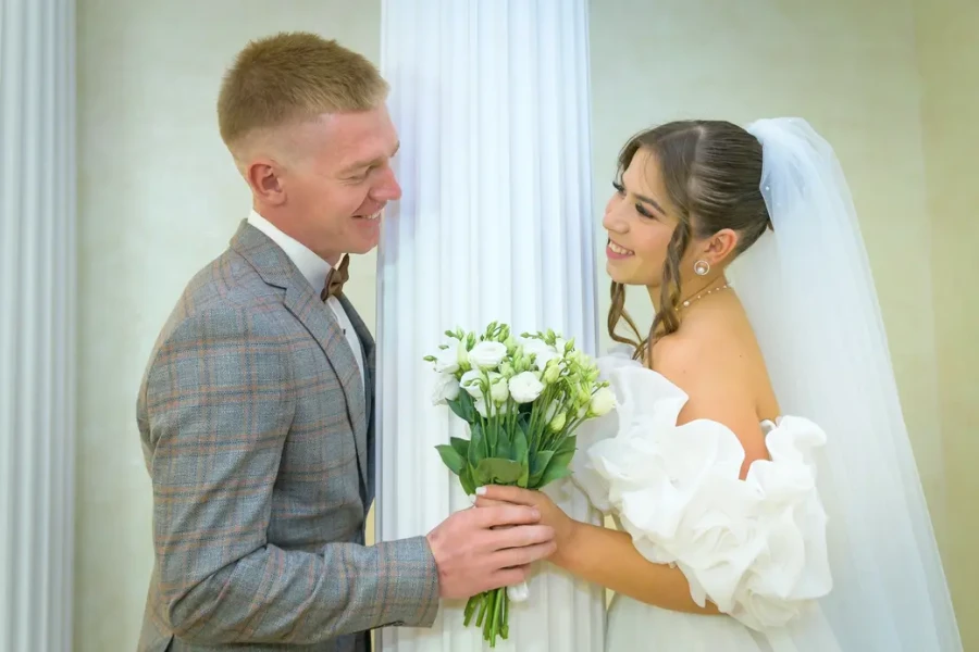 29.08.2025. Отдел ЗАГС Бобруйского горисполкома. Свадебная пара. Антонина и Владислав Цедрик.