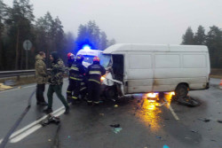 В Бобруйском районе столкнулись два грузовых автомобиля: водителя одного из них пришлось доставать спасателям (видео)