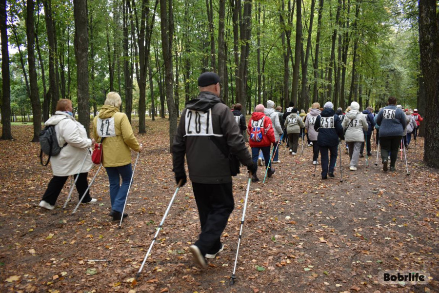 Бобруйск, 30 сентября 2025 года. IV республиканский марафон по скандинавской ходьбе «Шаг к долголетию» для людей старшего поколения, приуроченный ко Дню пожилых людей. Фото: Валентина Милохина