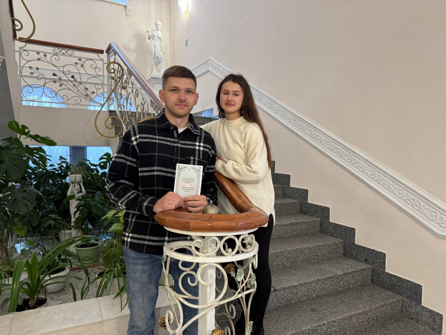 20.02.2026 г. Могилев. ЗАГС. Молодожены недели: Екатерина и Вадим Худолеевы. 