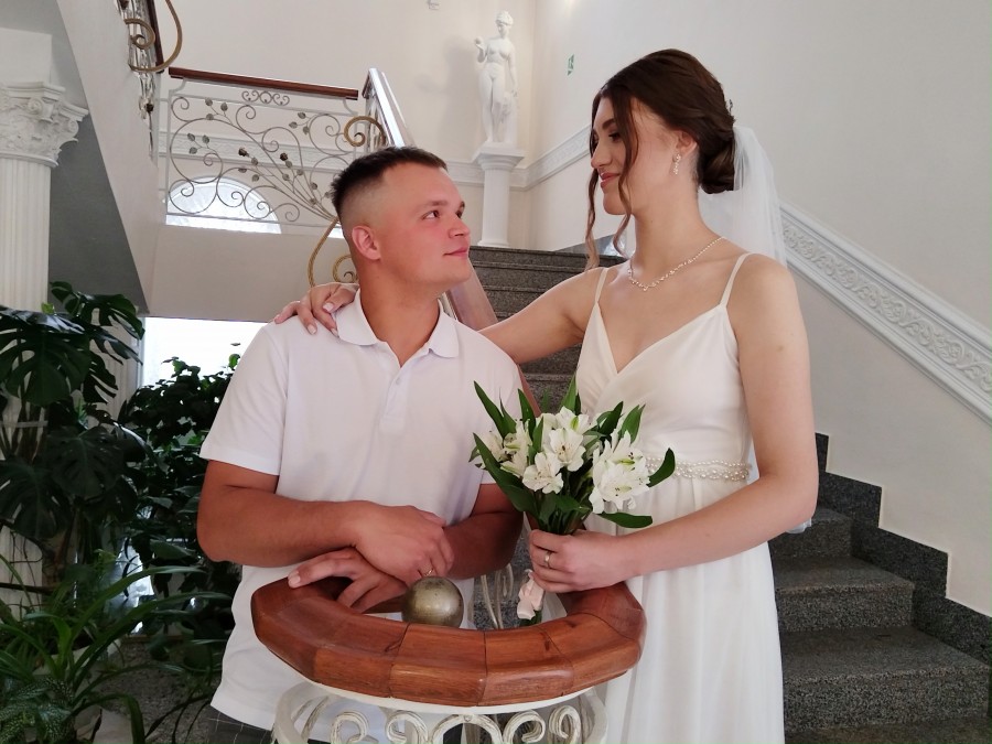08.08. 2025 г. Могилев, ЗАГС. Свадебная пара недели: Екатерина и Эдуард Никоновы.