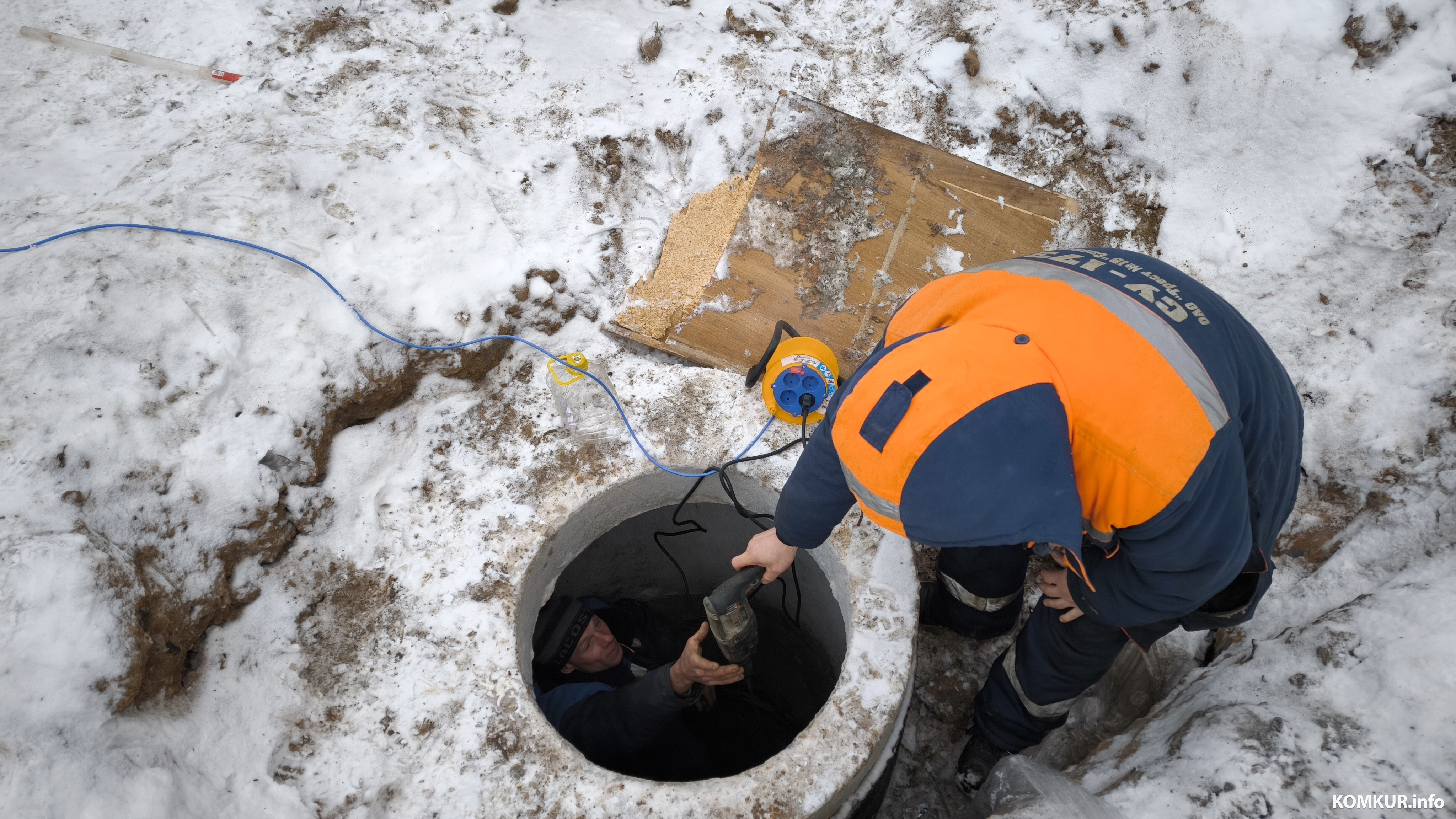 07.02.2026. Минская улица, Первомайский район, Бобруйск. Реконструкция коллектора дождевой канализации по улице Орджоникидзе