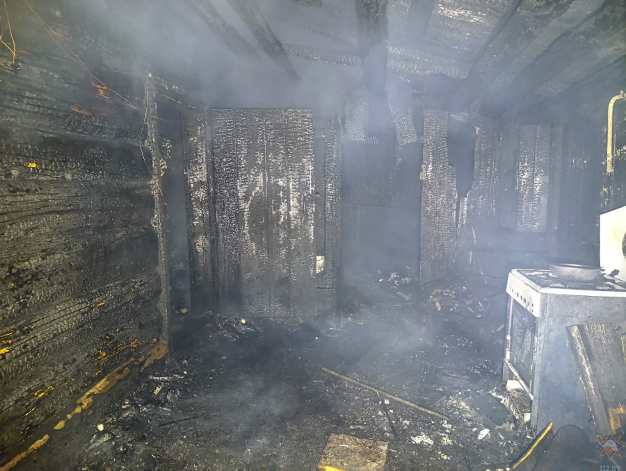 5 марта 2026 года. Пожар в агрогородке Лудчицы Быховского района. Фото: МЧС.