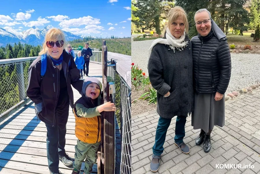 Алла Грахова с внуком Лявоном в Татрах и  с сестрой Анной Кужджал в Варшаве, 2026 год.