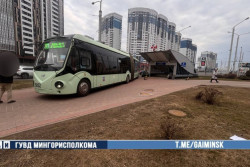 В Минске троллейбус выехал на встречную полосу, а затем на тротуар